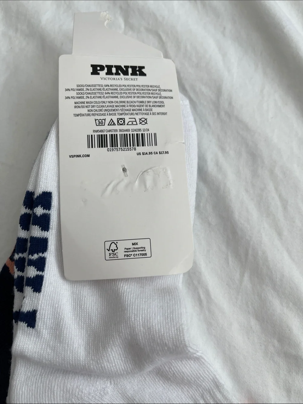 PINK Victoria's Secret Women’s Teens 2-Pack Quarter Socks One Size